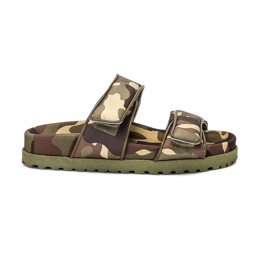Gia Borghini Leather Green Camo Platform Sandals Size 38 EU / 8 US